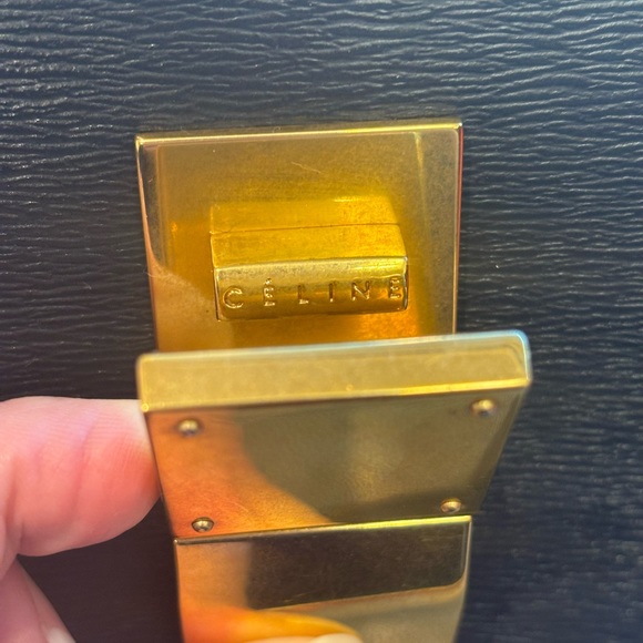 Celine Classic Box Triomphe Medium Calf leather black flap bag canvas handbag - Picture 12 of 16